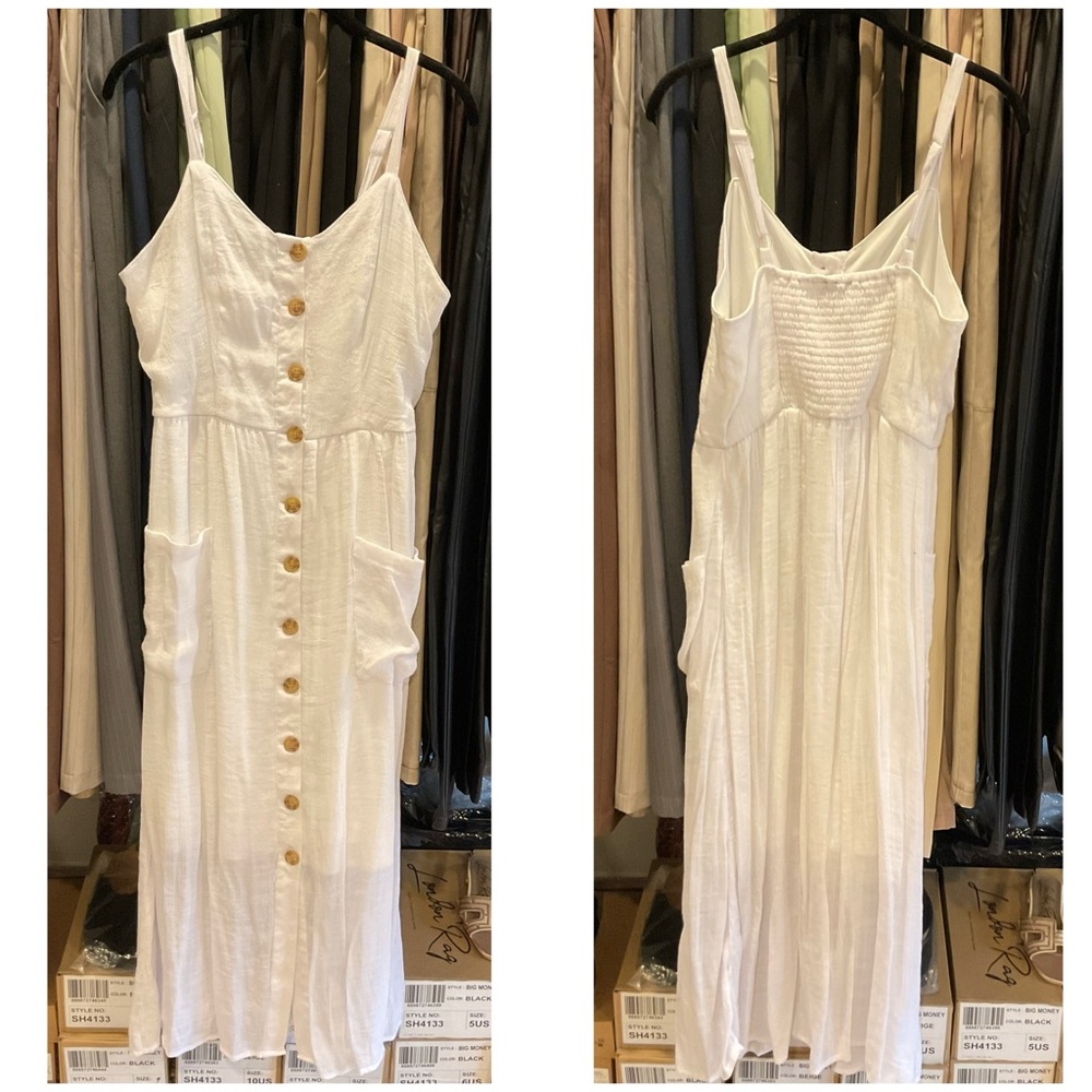 White Button-Down Maxi Dress